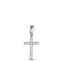 Anhänger 750/18 K Weissgold Diamant 0.12 ct, 12 Steine, w-si Kreuz-590801