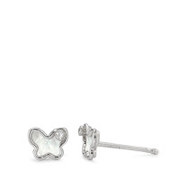 Ohrstecker 585/14 K Weissgold Zirkonia 2 Steine Perlmutt Schmetterling Ø5 mm-591957