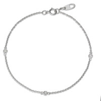 Armband 750/18 K Weissgold Diamant 0.06 ct, 3 Steine, w-si 17 cm-592001