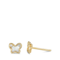 Ohrstecker 585/14 K Gelbgold Zirkonia 2 Steine Perlmutt Schmetterling Ø5 mm-592010