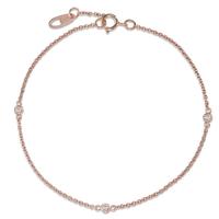 Armband 750/18 K Rotgold Diamant 0.06 ct, 3 Steine, w-si 17.5-19 cm verstellbar-592278