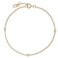 Armband 750/18 K Gelbgold Diamant 0.06 ct, 3 Steine, w-si 17.5-19 cm verstellbar-592285