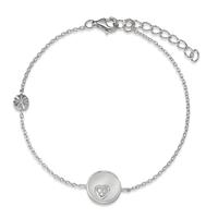 Armband Silber Zirkonia rhodiniert Perlmutt weiss Herz 16-19 cm verstellbar-592345