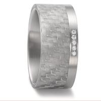 Partnerring Edelstahl, Carbon Diamant 0.05 ct, 5 Steine, w-si-592501