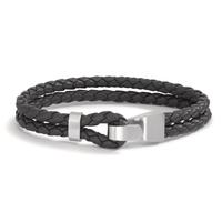 Lederarmband Vadino Black mit Edelstahl-Knebelverschluss, 21cm-592620