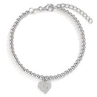 Armband Silber Zirkonia rhodiniert Herz 16-18.5 cm verstellbar-592771