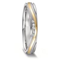 Partnerring Edelstahl, 585/14 K Gelbgold Diamant 0.051 ct, 5 Steine, w-si-593115