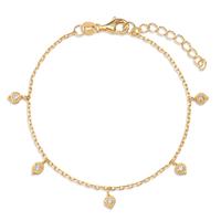 Armband Silber Zirkonia 5 Steine gelb vergoldet 15.5-18.5 cm verstellbar-593266