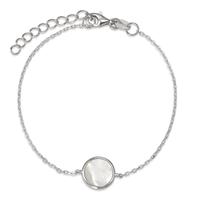 Armband Silber rhodiniert Perlmutt weiss, 9.5 mm 16-19 cm verstellbar-593286