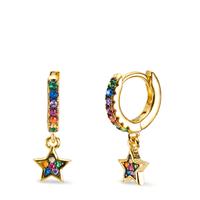 Klappcreolen Silber Zirkonia bunt gelb vergoldet Stern Ø5.5 mm-593448