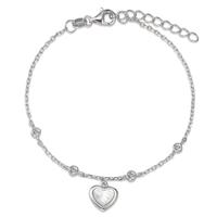 Armband Silber Zirkonia 4 Steine rhodiniert Perlmutt Herz 16-19 cm verstellbar-593511