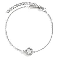 Armband Silber Zirkonia rhodiniert Perlmutt weiss Blume 15.5-18.5 cm verstellbar Ø7.5 mm-593548