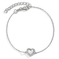 Armband Silber Zirkonia rhodiniert Perlmutt Herz 15.5-18.5 cm verstellbar Ø8 mm-593559