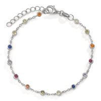 Armband Silber Zirkonia bunt, 15 Steine rhodiniert 15.5-18.5 cm verstellbar-593576