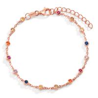 Armband Silber Zirkonia bunt, 15 Steine rosé vergoldet 15.5-18.5 cm verstellbar-593577