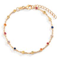 Armband Silber Zirkonia bunt, 15 Steine vergoldet 15.5-18.5 cm verstellbar-593578