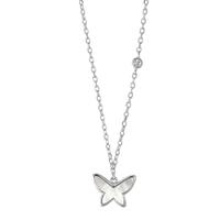 Collier Silber Zirkonia rhodiniert Perlmutt Schmetterling 40-45 cm verstellbar-594382