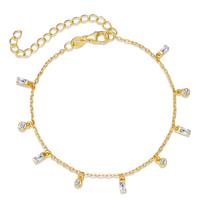 Armband Silber Zirkonia 9 Steine gelb vergoldet 16-19 cm verstellbar-594386