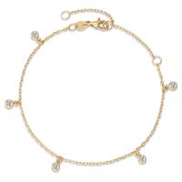 Armband Silber Zirkonia 5 Steine gelb vergoldet 16-19 cm verstellbar-594392