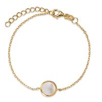 Armband Silber gelb vergoldet Perlmutt weiss 16-18.5 cm verstellbar Ø10 mm-594395
