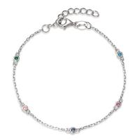 Armband Silber Zirkonia bunt, 5 Steine rhodiniert 16.5-19 cm verstellbar-594400
