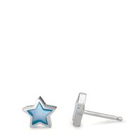 Ohrstecker Silber rhodiniert Perlmutt blau Stern Ø8 mm-594569