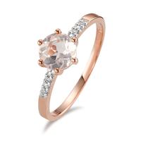 Solitär Ring 375/9 K Rotgold Diamant 0.015 ct, 5 Steine, p1, Rosenquarz bicolor Ø6 mm-594881