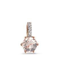 Anhänger 375/9 K Rotgold Diamant 0.01 ct, 4 Steine, Brillantschliff, p1, Rosenquarz bicolor Ø7 mm-594882