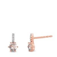 Ohrstecker 375/9 K Rotgold Diamant 0.01 ct, 6 Steine, Brillantschliff, p1, Rosenquarz 2 Steine bicolor Ø5 mm-594883