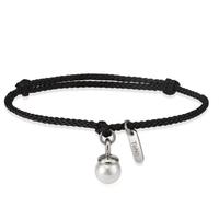 Pearl Drop Armband Arya - Schwarz- Edelstahl mit Muschelperle Ø7 mm, 16-21cm verstellbar -595297