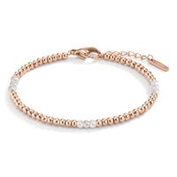 Kugelarmband Miyako Rosé aus Edelstahl mit weissen Muschelperlen, von 17,5 bis 19,5cm verstellbar.  -595308