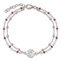 Armband Silber Zirkonia bordeaux, 14 Steine rhodiniert Rose 17-19 cm verstellbar-595470
