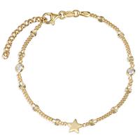 Armband Silber Zirkonia 2 Steine gelb vergoldet Stern 16.5-19.5 cm verstellbar-596267