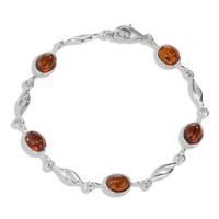 Armband Silber Bernstein 5 Steine rhodiniert 20 cm-596341