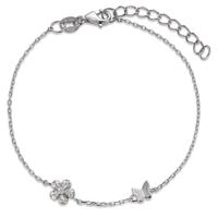 Armband Silber Zirkonia 6 Steine rhodiniert Blume 16-19 cm verstellbar-596372