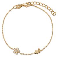 Armband Silber Zirkonia 6 Steine gelb vergoldet Blume 16-19 cm verstellbar-596374