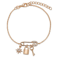 Armband Silber Zirkonia rosé vergoldet 16-19 cm verstellbar-596379