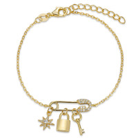 Armband Silber Zirkonia gelb vergoldet 16-19 cm verstellbar-596380