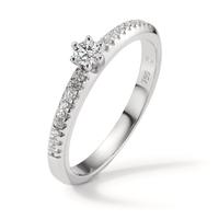 Solitär Ring 750/18 K Weissgold Diamant 0.20 ct, 19 Steine, w-si-597586