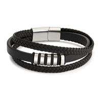 Armband Leder, Edelstahl 21.5 cm-597663