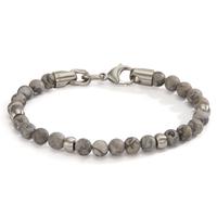 Armband ERA aus natürlich grauem Jaspis mit Edelstahl, 21 cm Ø6.5 mm-597840