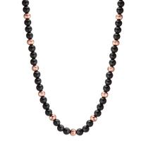 Halskette MUSE Rosé aus Edelstahl mit schwarzem Achat 42-45 cm verstellbar Ø4 mm-597933