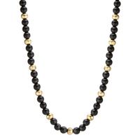 Halskette MUSE Gold aus Edelstahl mit schwarzem Achat 42-45 cm verstellbar Ø4 mm-597935