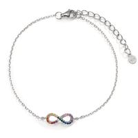 Armband Silber Zirkonia bunt rhodiniert Infinity 16-20 cm verstellbar
