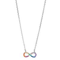Collier Silber Zirkonia bunt rhodiniert Infinity 42-45 cm verstellbar