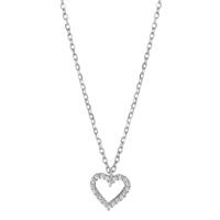 Collier Silber Zirkonia rhodiniert Herz 42-45 cm verstellbar-598651