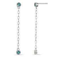 Ohrhänger Silber Zirkonia aqua, 4 Steine rhodiniert-598832