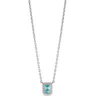 Collier Silber Zirkonia blau, 19 Steine rhodiniert 40-45 cm verstellbar-599179