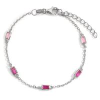 Armband Silber Zirkonia rosa, 5 Steine rhodiniert 16-18.5 cm verstellbar-599187