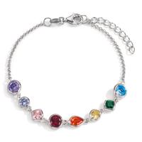 Armband Silber Zirkonia bunt, 8 Steine rhodiniert 16-18.5 cm verstellbar-599207